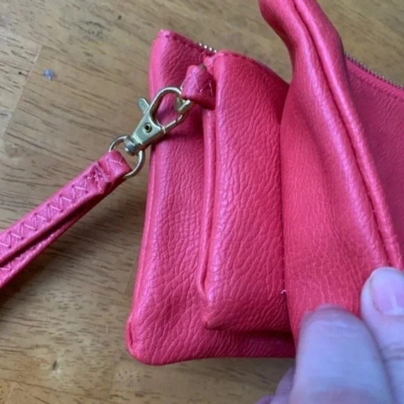 Leather Wallet Coral Pink Clutch Zip Small Spacious Card Holder - Picture 5 of 8